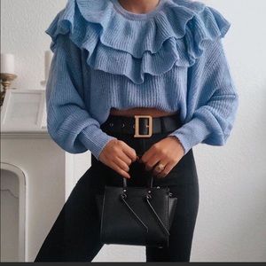 ZARA BLUE RUFFLE SWEATER